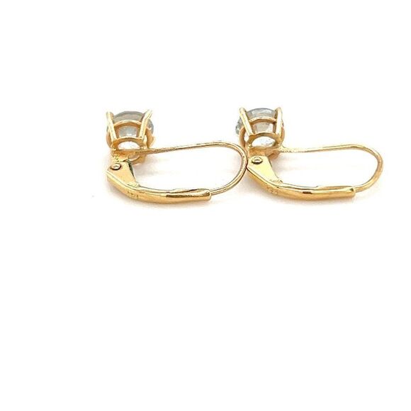 14k Gold Round Gem Earrings - Picture 5 of 10